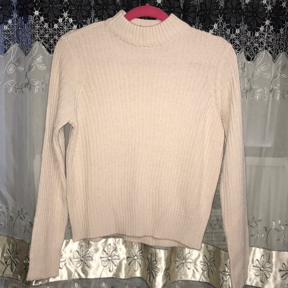 Divided Ribbed Cream Sweater - Size S - Picture 3 of 4